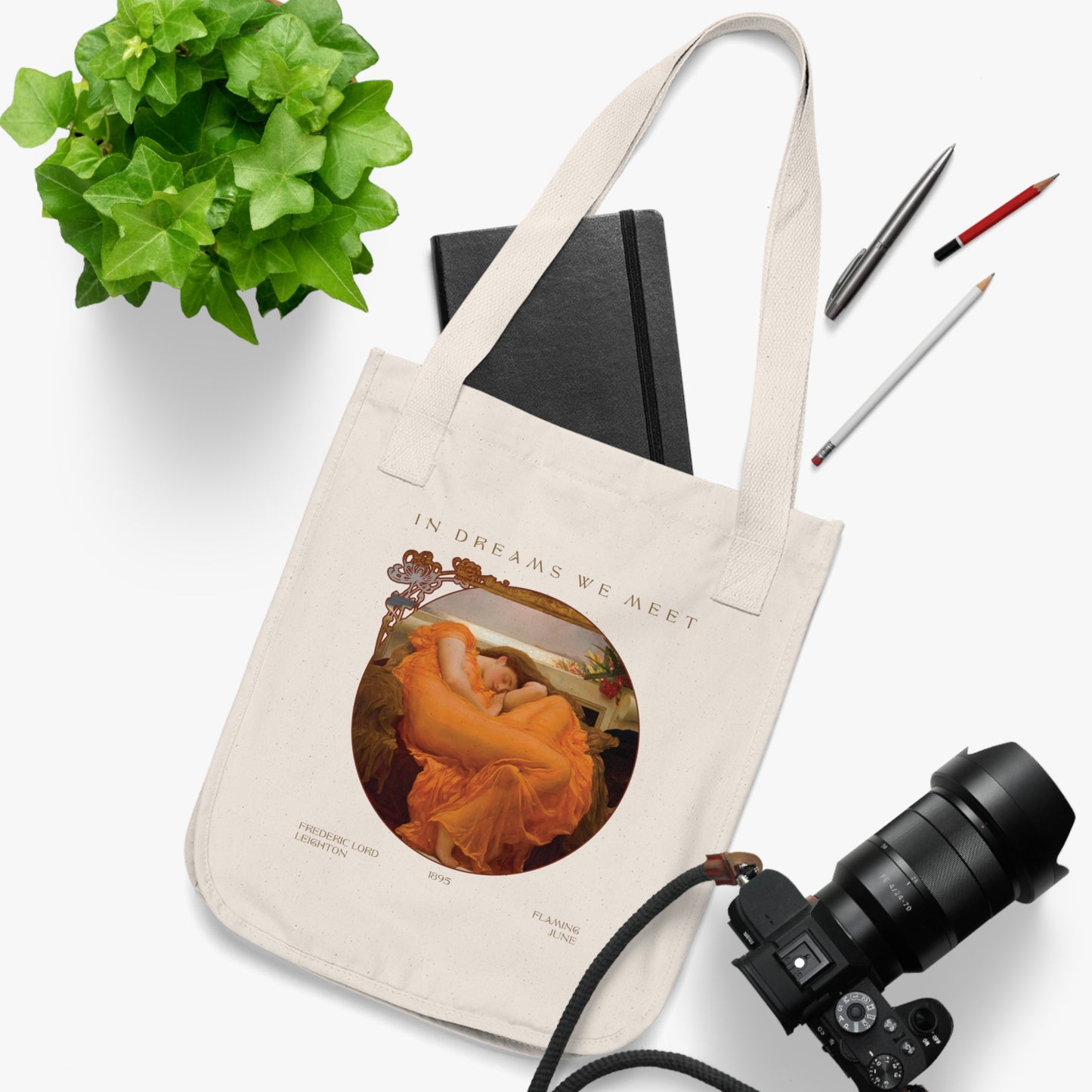 Flaming June by Frederick Leighton - Organic Canvas Tote Bag