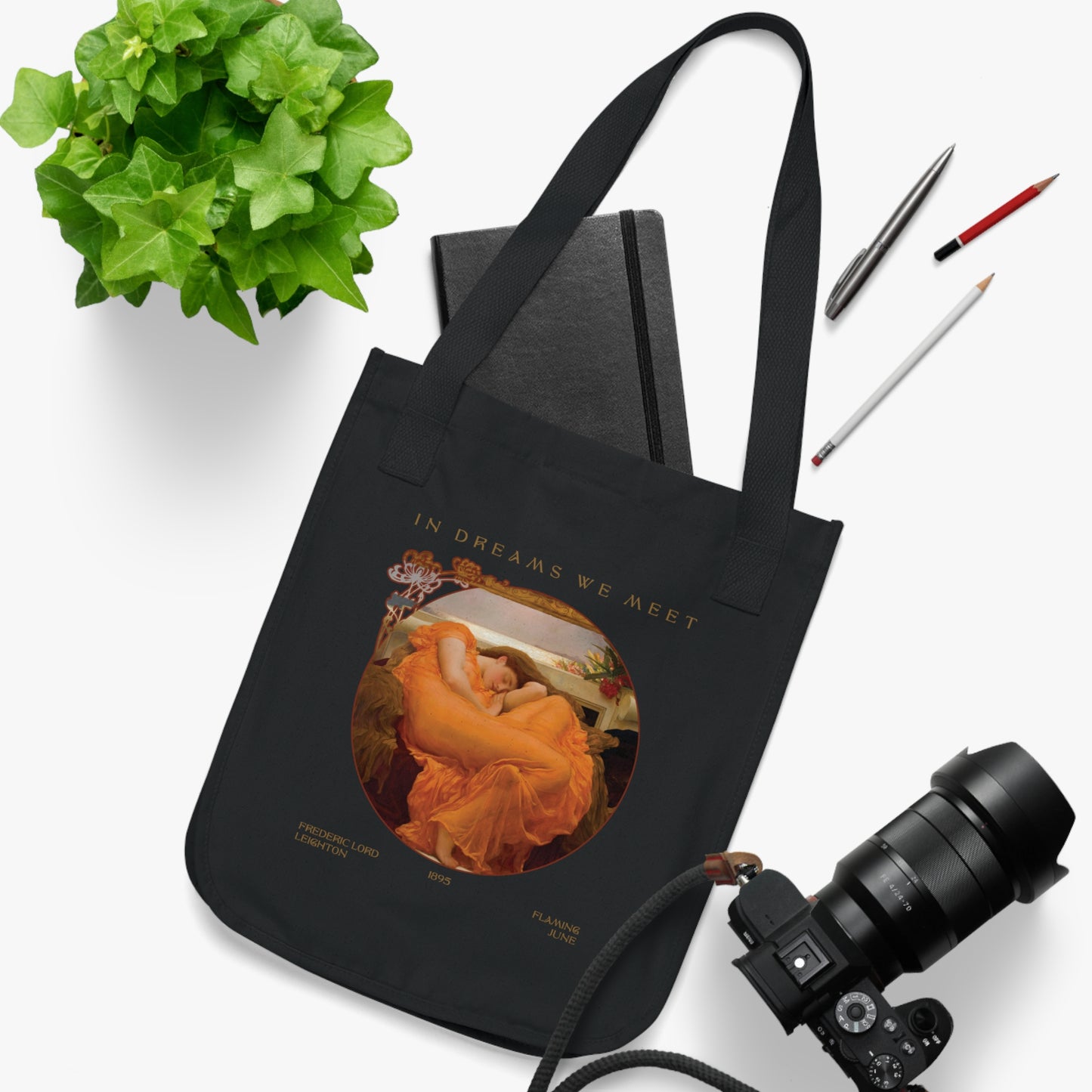 Flaming June by Frederick Leighton - Organic Canvas Tote Bag