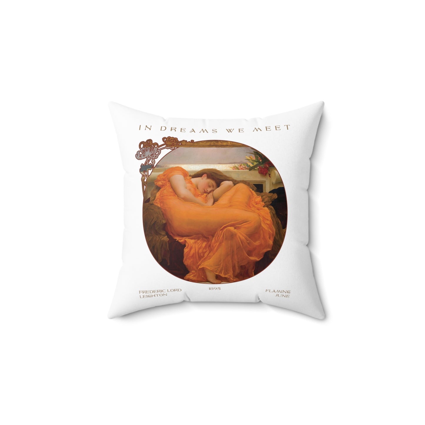 Exclusive 'Flaming June' Design -Spun Polyester Square Pillow