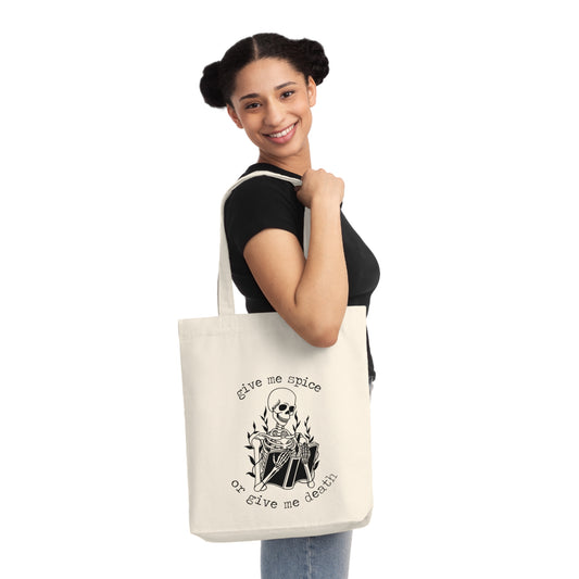 Spicy Romance Enthusiasts Tote Bag - 'Give Me Spice or Give Me Death