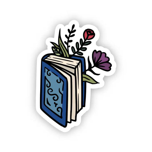 Floral Closed Book Sticker, 2-inch